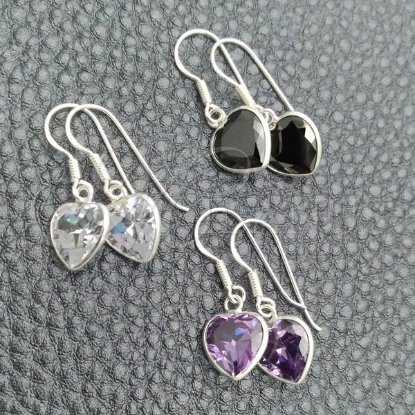Arete Colgante 02.396.0003 Plata Rodinada, Diseño de Corazón, con Zirconia Cubica Blanca, Pulido, Tono Plateado