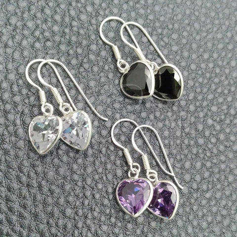 Arete Colgante 02.396.0003 Plata Rodinada, Diseño de Corazón, con Zirconia Cubica Blanca, Pulido, Tono Plateado