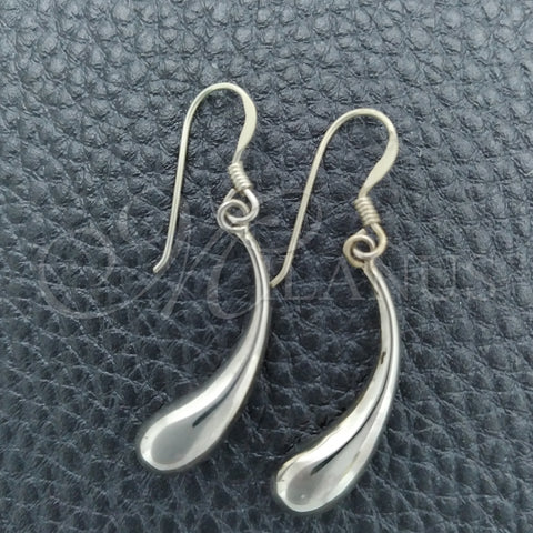 Arete Colgante 02.396.0005 Plata Rodinada, Diseño de Hueco y Gota, Pulido, Tono Plateado