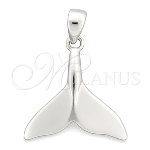 Dije Elegante 05.396.0010 Plata Rodinada, Diseño de Pescado, Pulido, Tono Plateado