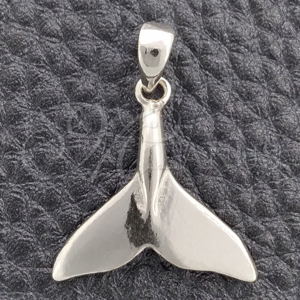 Dije Elegante 05.396.0010 Plata Rodinada, Diseño de Pescado, Pulido, Tono Plateado