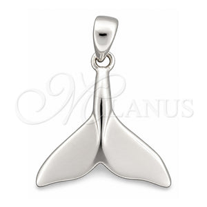 Dije Elegante 05.396.0010 Plata Rodinada, Diseño de Pescado, Pulido, Tono Plateado