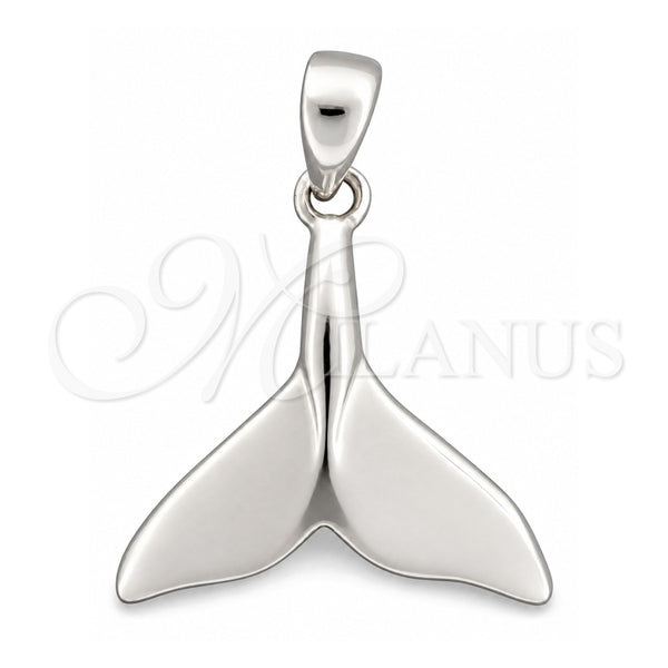 Dije Elegante 05.396.0010 Plata Rodinada, Diseño de Pescado, Pulido, Tono Plateado
