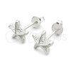 Arete Dormilona 02.397.0031 Plata Rodinada, Diseño de Estrella, Pulido, Tono Plateado