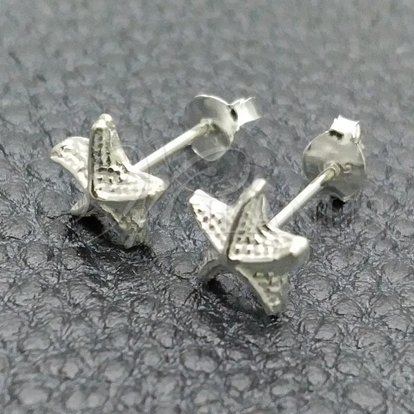 Arete Dormilona 02.397.0031 Plata Rodinada, Diseño de Estrella, Pulido, Tono Plateado