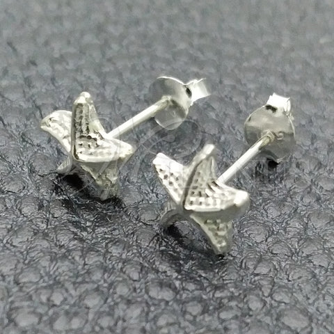 Arete Dormilona 02.397.0031 Plata Rodinada, Diseño de Estrella, Pulido, Tono Plateado