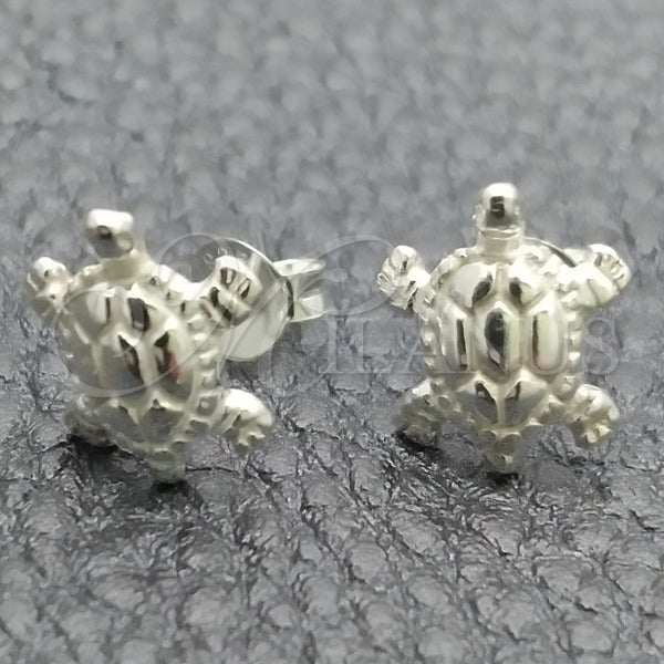 Arete Dormilona 02.397.0032 Plata Rodinada, Diseño de Tortuga, Pulido, Tono Plateado
