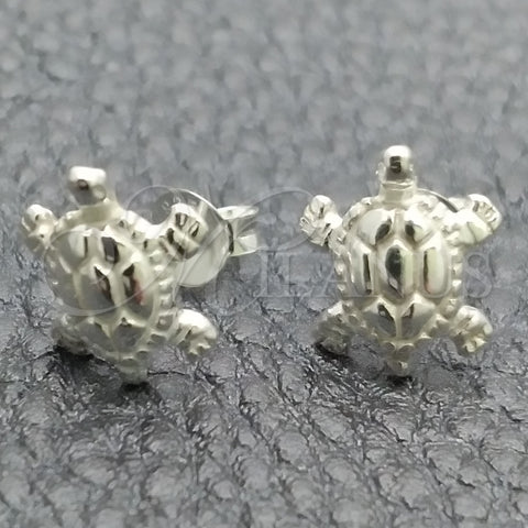 Arete Dormilona 02.397.0032 Plata Rodinada, Diseño de Tortuga, Pulido, Tono Plateado