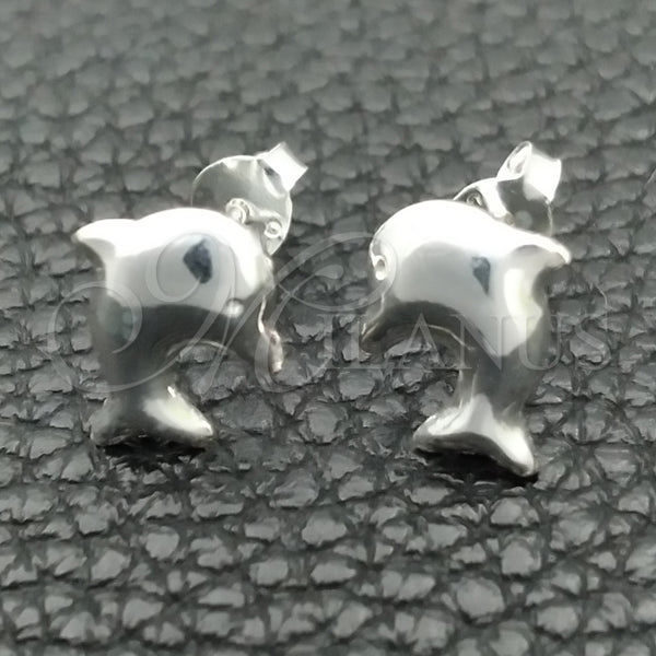 Arete Dormilona 02.397.0033 Plata Rodinada, Diseño de Delfín, Pulido, Tono Plateado