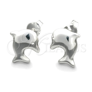 Arete Dormilona 02.397.0033 Plata Rodinada, Diseño de Delfín, Pulido, Tono Plateado