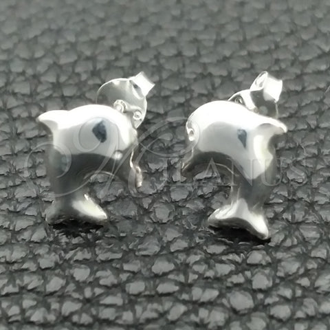 Arete Dormilona 02.397.0033 Plata Rodinada, Diseño de Delfín, Pulido, Tono Plateado