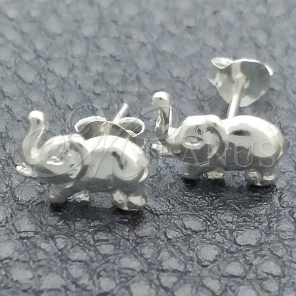 Arete Dormilona 02.397.0034 Plata Rodinada, Diseño de Elefante, Pulido, Tono Plateado