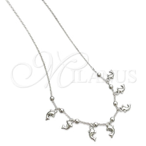 Gargantilla Elegante 04.395.0005.18 Plata Rodinada, Diseño de Delfín y Bola, Pulido, Tono Plateado (Grosor 05 MM, 18 Pulgadas de Largo)