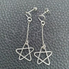 Arete Largo 02.397.0036 Plata Rodinada, Diseño de Estrella, Pulido, Tono Plateado