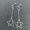 Arete Largo 02.397.0036 Plata Rodinada, Diseño de Estrella, Pulido, Tono Plateado