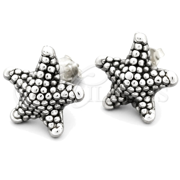 Arete Dormilona 02.395.0032 Plata Rodinada, Diseño de Estrella, Pulido, Tono Plateado