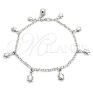 Pulsera de Dije 03.397.0001.07 Plata Rodinada, Diseño de Rolo y Tortuga, Pulido, Tono Plateado (Grosor 02 MM, 7 Pulgadas de Largo)