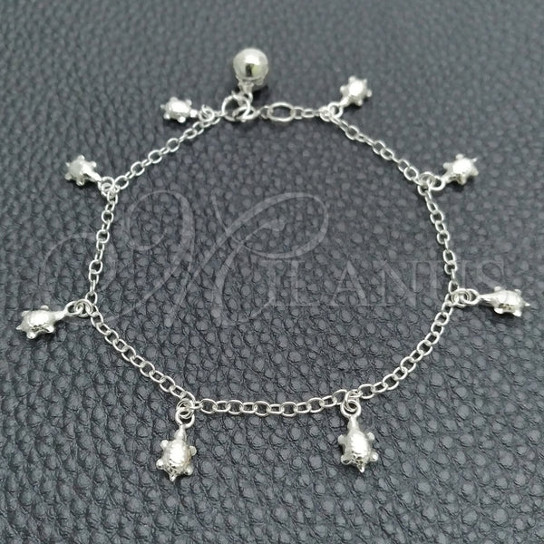 Pulsera de Dije 03.397.0001.07 Plata Rodinada, Diseño de Rolo y Tortuga, Pulido, Tono Plateado (Grosor 02 MM, 7 Pulgadas de Largo)
