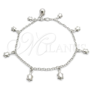 Pulsera de Dije 03.397.0001.07 Plata Rodinada, Diseño de Rolo y Tortuga, Pulido, Tono Plateado (Grosor 02 MM, 7 Pulgadas de Largo)