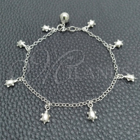 Pulsera de Dije 03.397.0001.07 Plata Rodinada, Diseño de Rolo y Tortuga, Pulido, Tono Plateado (Grosor 02 MM, 7 Pulgadas de Largo)