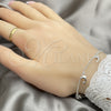 Pulsera de Dije 03.397.0002.07 Plata Rodinada, Diseño de Rolo y Cascavel, Pulido, Tono Plateado (Grosor 02 MM, 7 Pulgadas de Largo)
