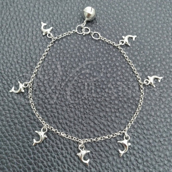 Pulsera de Dije 03.397.0002.07 Plata Rodinada, Diseño de Rolo y Cascavel, Pulido, Tono Plateado (Grosor 02 MM, 7 Pulgadas de Largo)