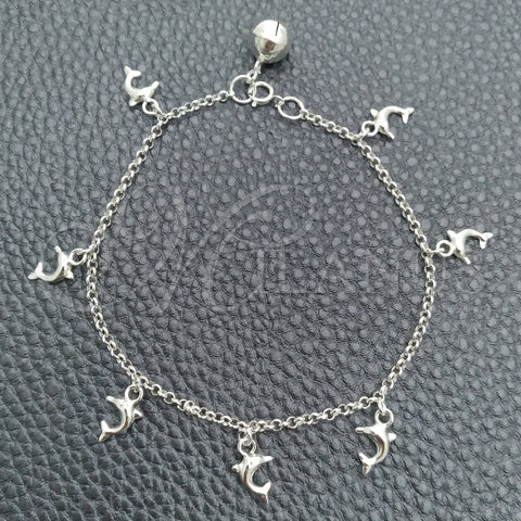 Pulsera de Dije 03.397.0002.07 Plata Rodinada, Diseño de Rolo y Cascavel, Pulido, Tono Plateado (Grosor 02 MM, 7 Pulgadas de Largo)