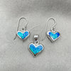Juego de Arete y Dije de Adulto 10.391.0016 Plata Rodinada, Diseño de Corazón, con Opal Bermuda Blue, Pulido, Tono Plateado