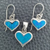 Juego de Arete y Dije de Adulto 10.391.0016 Plata Rodinada, Diseño de Corazón, con Opal Bermuda Blue, Pulido, Tono Plateado