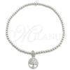 Pulsera Bolo Ajustable 03.397.0006.07 Plata Rodinada, Diseño de Bola y Ãrbol, Pulido, Tono Plateado (Grosor 03 MM, 7 Pulgadas de Largo)