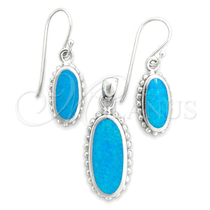Juego de Arete y Dije de Adulto 10.391.0017 Plata Rodinada, con Opal Bermuda Blue, Pulido, Tono Plateado