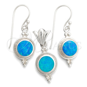 Juego de Arete y Dije de Adulto 10.391.0019 Plata Rodinada, con Opal Bermuda Blue, Pulido, Tono Plateado