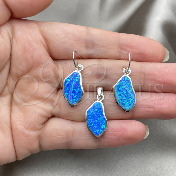 Juego de Arete y Dije de Adulto 10.391.0022 Plata Rodinada, con Opal Bermuda Blue, Pulido, Tono Plateado
