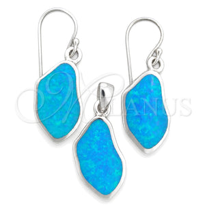Juego de Arete y Dije de Adulto 10.391.0022 Plata Rodinada, con Opal Bermuda Blue, Pulido, Tono Plateado