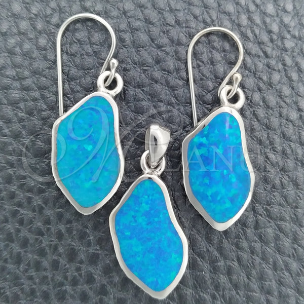 Juego de Arete y Dije de Adulto 10.391.0022 Plata Rodinada, con Opal Bermuda Blue, Pulido, Tono Plateado