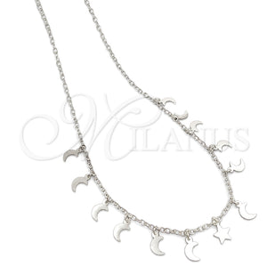 Gargantilla Elegante 04.397.0002.18 Plata Rodinada, Diseño de Rolo y Estrella, Pulido, Tono Plateado (Grosor 02 MM, 18 Pulgadas de Largo)