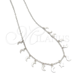 Gargantilla Elegante 04.397.0002.18 Plata Rodinada, Diseño de Rolo y Estrella, Pulido, Tono Plateado (Grosor 02 MM, 18 Pulgadas de Largo)