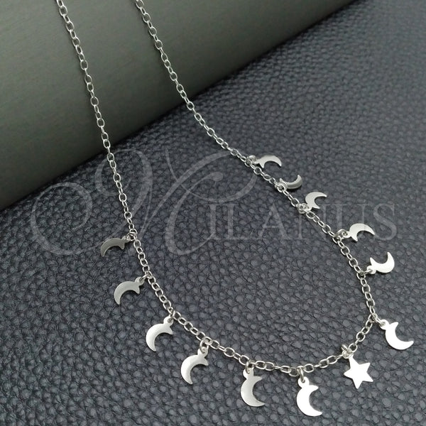 Gargantilla Elegante 04.397.0002.18 Plata Rodinada, Diseño de Rolo y Estrella, Pulido, Tono Plateado (Grosor 02 MM, 18 Pulgadas de Largo)