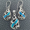 Juego de Arete y Dije de Adulto 10.391.0023 Plata Rodinada, Diseño de Gota y File, con Opal Bermuda Blue, Pulido, Tono Plateado
