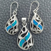 Juego de Arete y Dije de Adulto 10.391.0023 Plata Rodinada, Diseño de Gota y File, con Opal Bermuda Blue, Pulido, Tono Plateado