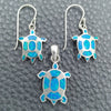 Juego de Arete y Dije de Adulto 10.391.0024 Plata Rodinada, Diseño de Tortuga, con Opal Bermuda Blue, Pulido, Tono Plateado