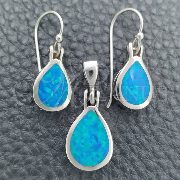 Juego de Arete y Dije de Adulto 10.391.0025 Plata Rodinada, Diseño de Gota, Pulido, Tono Plateado