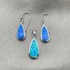 Juego de Arete y Dije de Adulto 10.391.0027 Plata Rodinada, Diseño de Gota, con Opal Bermuda Blue, Pulido, Tono Plateado