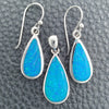 Juego de Arete y Dije de Adulto 10.391.0027 Plata Rodinada, Diseño de Gota, con Opal Bermuda Blue, Pulido, Tono Plateado
