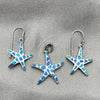 Juego de Arete y Dije de Adulto 10.391.0028 Plata Rodinada, Diseño de Estrella, con Opal Bermuda Blue, Pulido, Tono Plateado