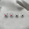 Arete Dormilona 02.398.0005 Plata Rodinada, Diseño de Flor, con Zirconia Cubica Blanca, Pulido, Tono Plateado