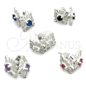 Arete Dormilona 02.398.0005 Plata Rodinada, Diseño de Flor, con Zirconia Cubica Blanca, Pulido, Tono Plateado