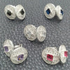 Arete Dormilona 02.398.0006 Plata Rodinada, Diseño de Flor, con Zirconia Cubica Blanca, Pulido, Tono Plateado