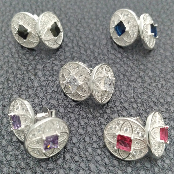 Arete Dormilona 02.398.0006 Plata Rodinada, Diseño de Flor, con Zirconia Cubica Blanca, Pulido, Tono Plateado