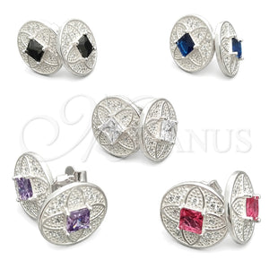 Arete Dormilona 02.398.0006 Plata Rodinada, Diseño de Flor, con Zirconia Cubica Blanca, Pulido, Tono Plateado
